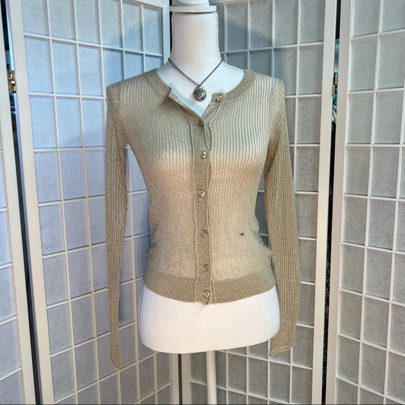 Express Cardigan Size EXTRA SMALL Gold Shimmer - Picture 5 of 6